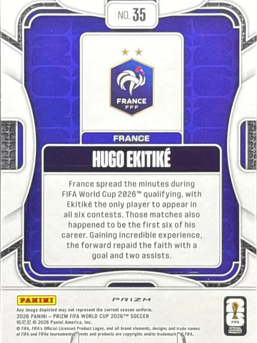 Panini Hugo Ekitiké France Silver Prizm Soccer Card